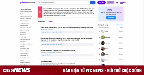 Yahoo hỏi đáp ngừng hoạt động từ 4/5 - VTC News