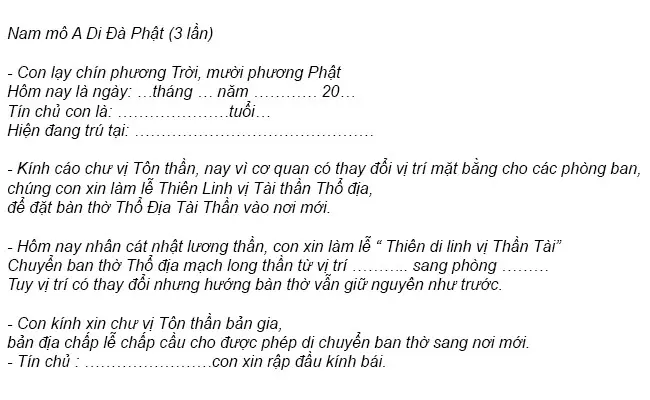 Văn khấn chuyển bàn thờ Thần Tài &#8211; Lễ vật &#038; Thủ tục lễ cúng!