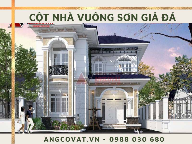 mẫu cột vuông sơn giả đá đẹp