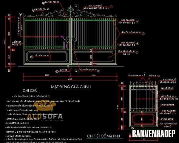 10-ban-ve-cong-nha-dep-nhat-2019-khong-the-bo-qua-2 10 Bản vẽ cổng nhà đẹp nhất 2019 không thể bỏ qua Kiến thức xây dựng 