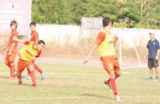 Các cầu thủ U23 Việt Nam luyện kỹ bài đánh đầu