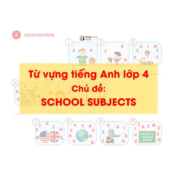 TỪ VỰNG TIẾNG ANH LỚP 4 - CHỦ ĐỀ: SCHOOL SUBJECTS - Tài liệu Tiếng Anh lớp 4