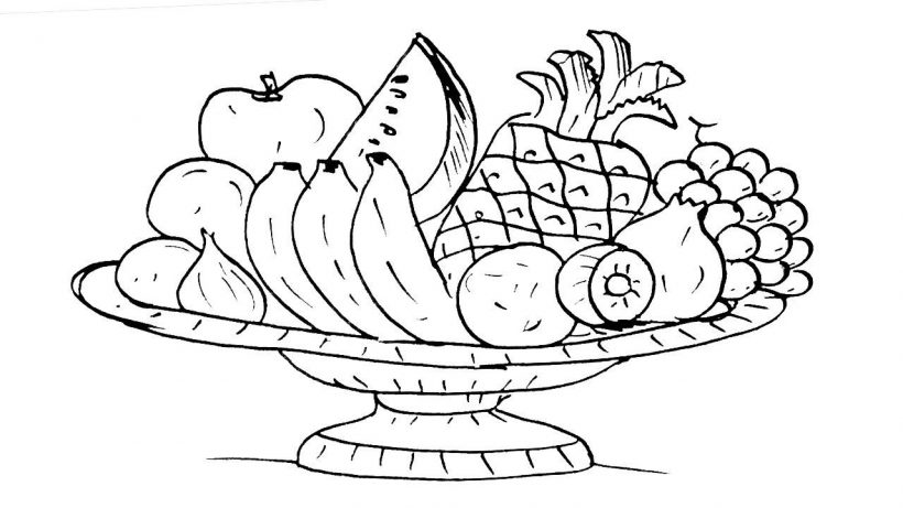 Imagen para colorear de la bandeja de cinco frutas más hermosa en las vacaciones de Tet