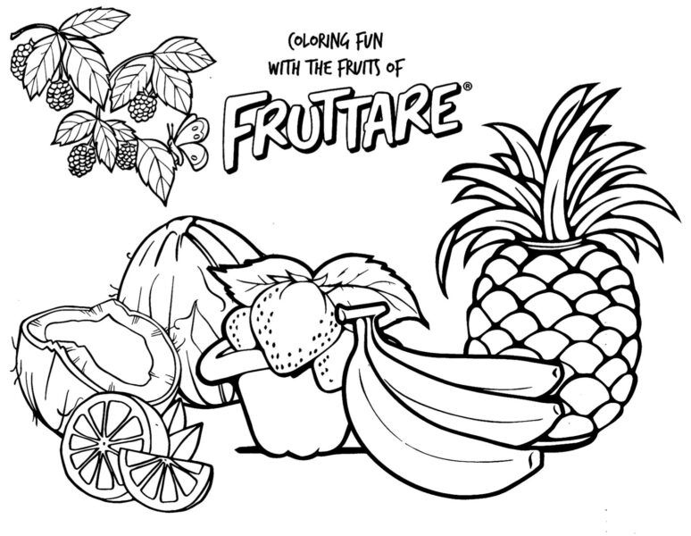 Dibujo para colorear de la bandeja de cinco frutas en la festividad del Tet y nombres en inglés