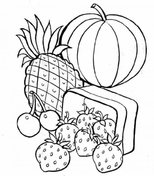 Imagen para colorear de la bandeja de cinco frutas en las vacaciones de Tet para que los niños elijan
