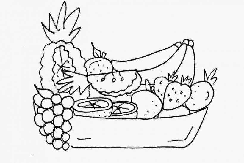 Dibujo para colorear de la bandeja de cinco frutas en la festividad del Tet de todo tipo de frutas