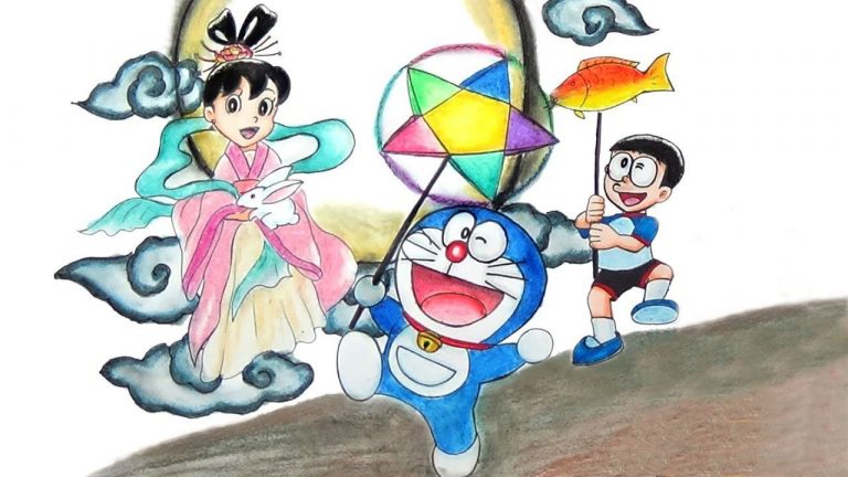 tranh trung thu anime doraemon nobita