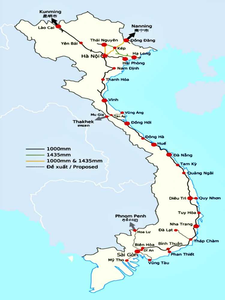 Bản đồ tuyến đường sắt Việt Nam