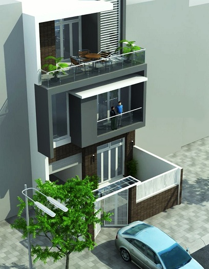 Mẫu 4 - mẫu thiết kế nhà phố 7x15m 3 tầng có gara ô tô
