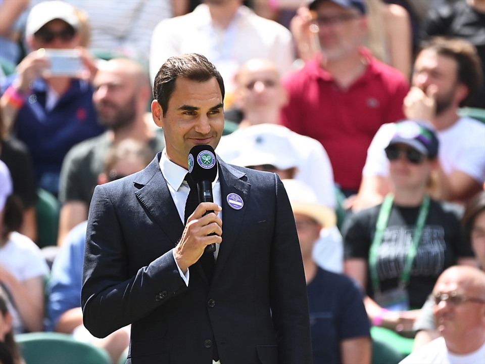 Federer là một trong những tên tuổi lớn đến dự khán trận chung kết Wimbledon 2022. Ảnh: AFP