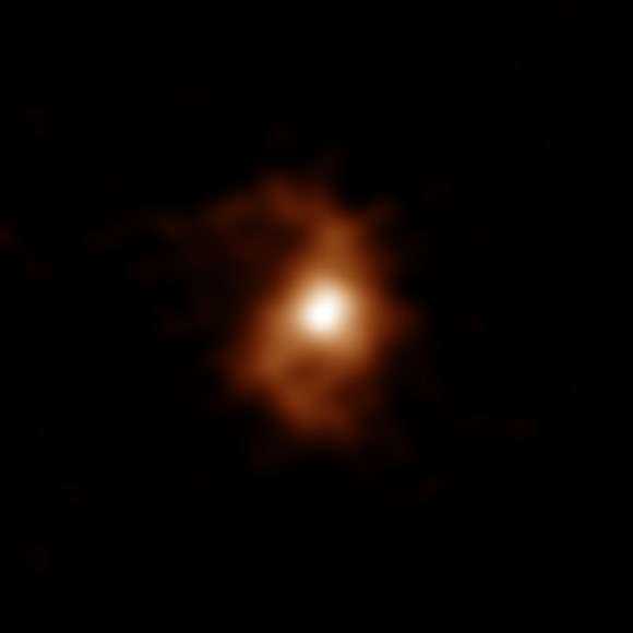 Phát hiện phát xạ từ các ion carbon trong thiên hà BRI 1335-0417. Ảnh: ALMA/ESO/NAOJ.