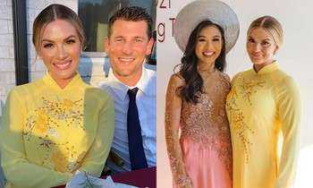 Hoa hậu Mỹ 2018 được khen khi mặc áo dài Việt Nam đi ăn cưới bạn thân 