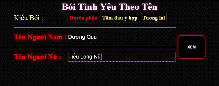 ﻿Bói Tình Yêu Theo Tên