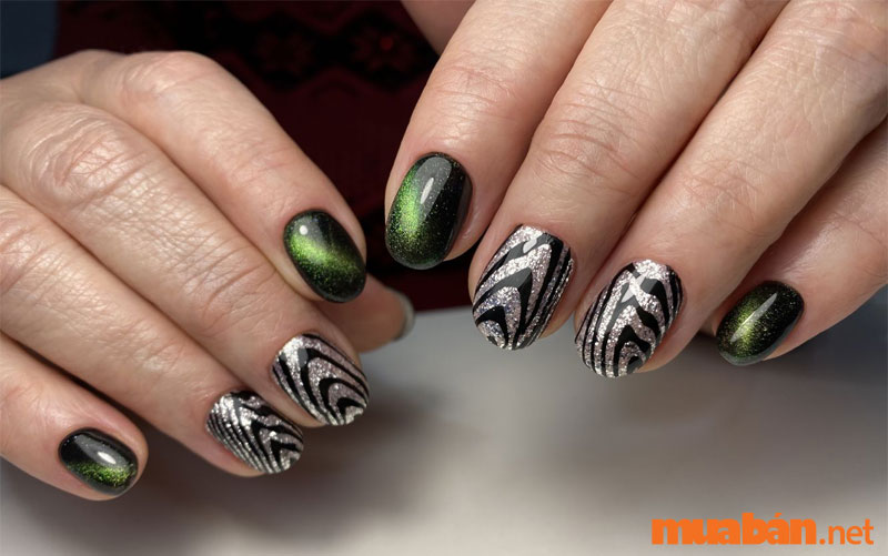 Nail mắt mèo ánh xanh