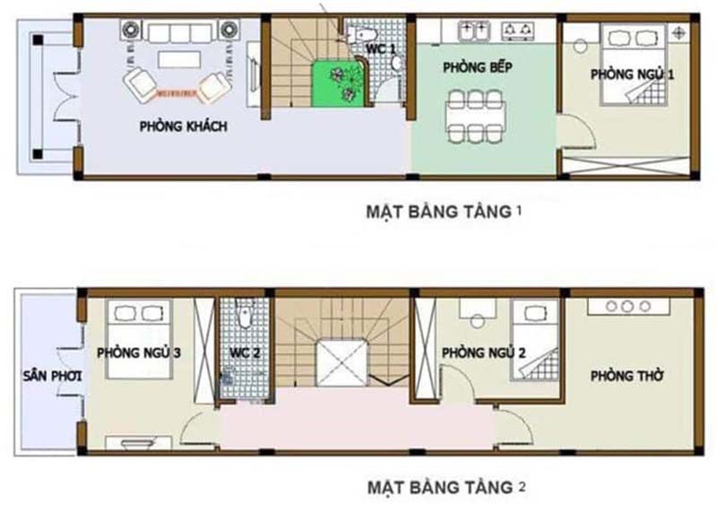 mẫu thiết kế nhà 2 tầng 3 phòng ngủ