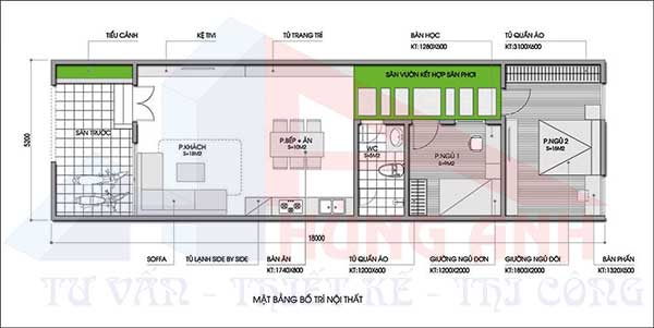 Thiết kế nhà 1 tầng 60m2