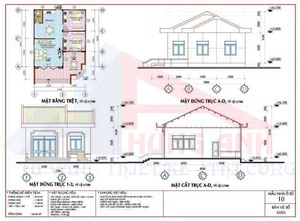 Thiết kế nhà 1 tầng 60m2