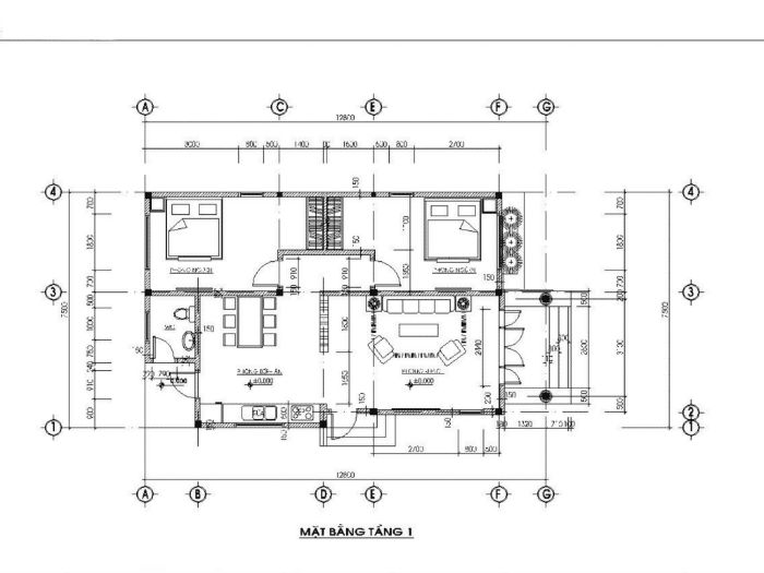 thiết kế nhà cấp 4 2 phòng ngủ 10