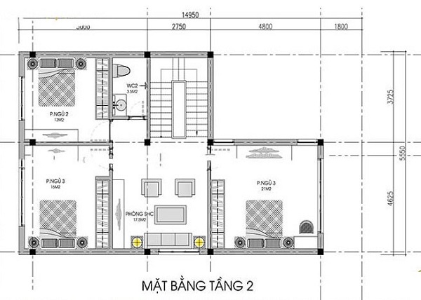 thiết kế nhà chữ l 2 tầng 80m2 15