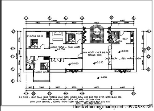 Bản vẽ mặt bằng nhà cấp 4 mái thái hiện đại