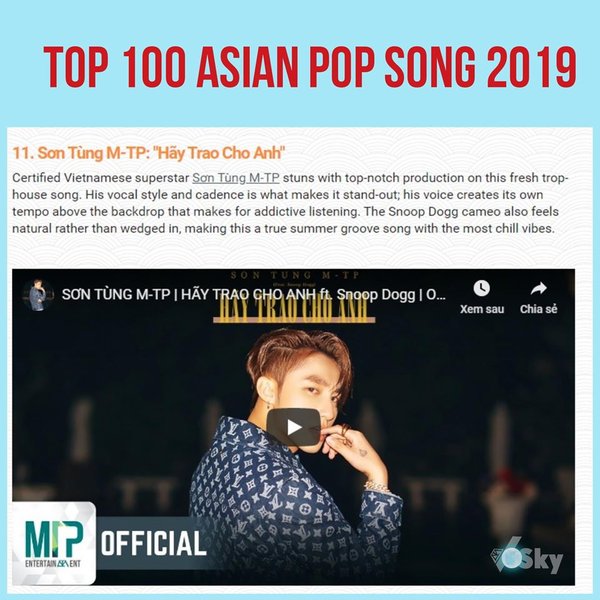 'Hãy trao cho anh' lọt top 20 những bản nhạc pop nổi bật nhất châu Á 2019 ảnh 1