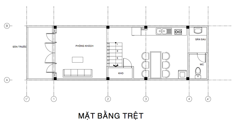 thiết kế nhà phố 3 phòng ngủ