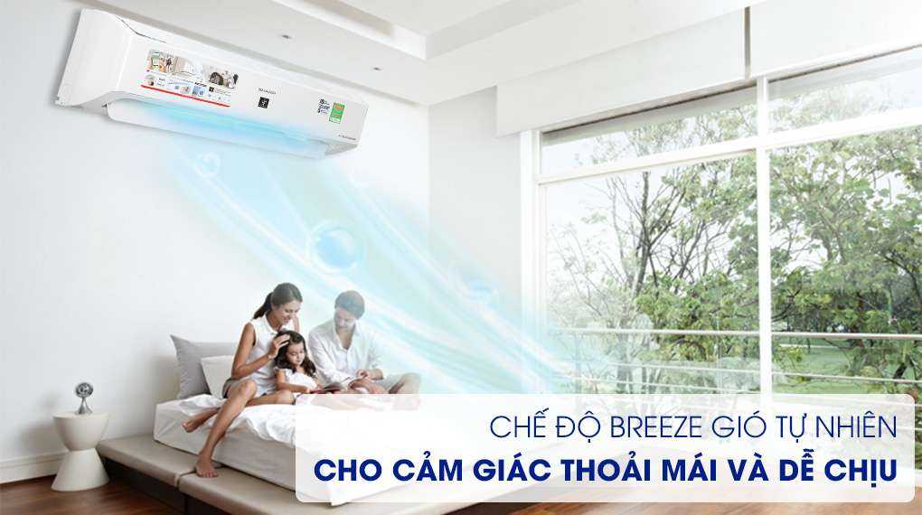 Máy lạnh Sharp Inverter 1 HP AH-XP10YMW - Bảo vệ sức khỏe cùng chế độ Breeze gió tự nhiên