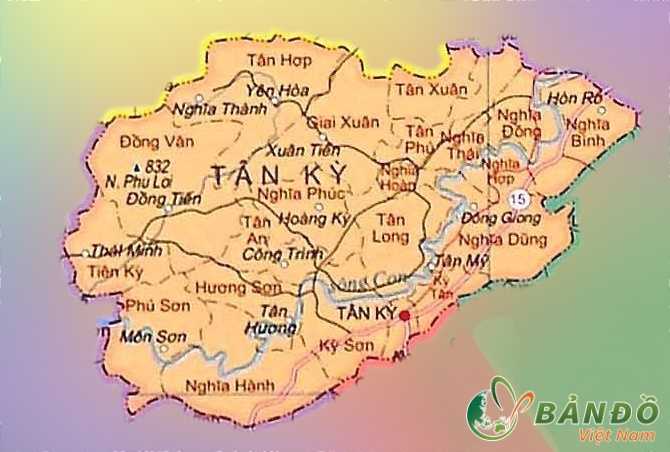 Bản đồ hành chính huyện Tân Kỳ