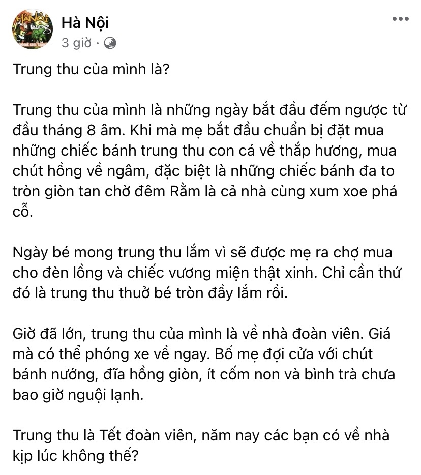 Cộng đồng mạng và những câu chuyện ý nghĩa trong ngày Tết Trung thu