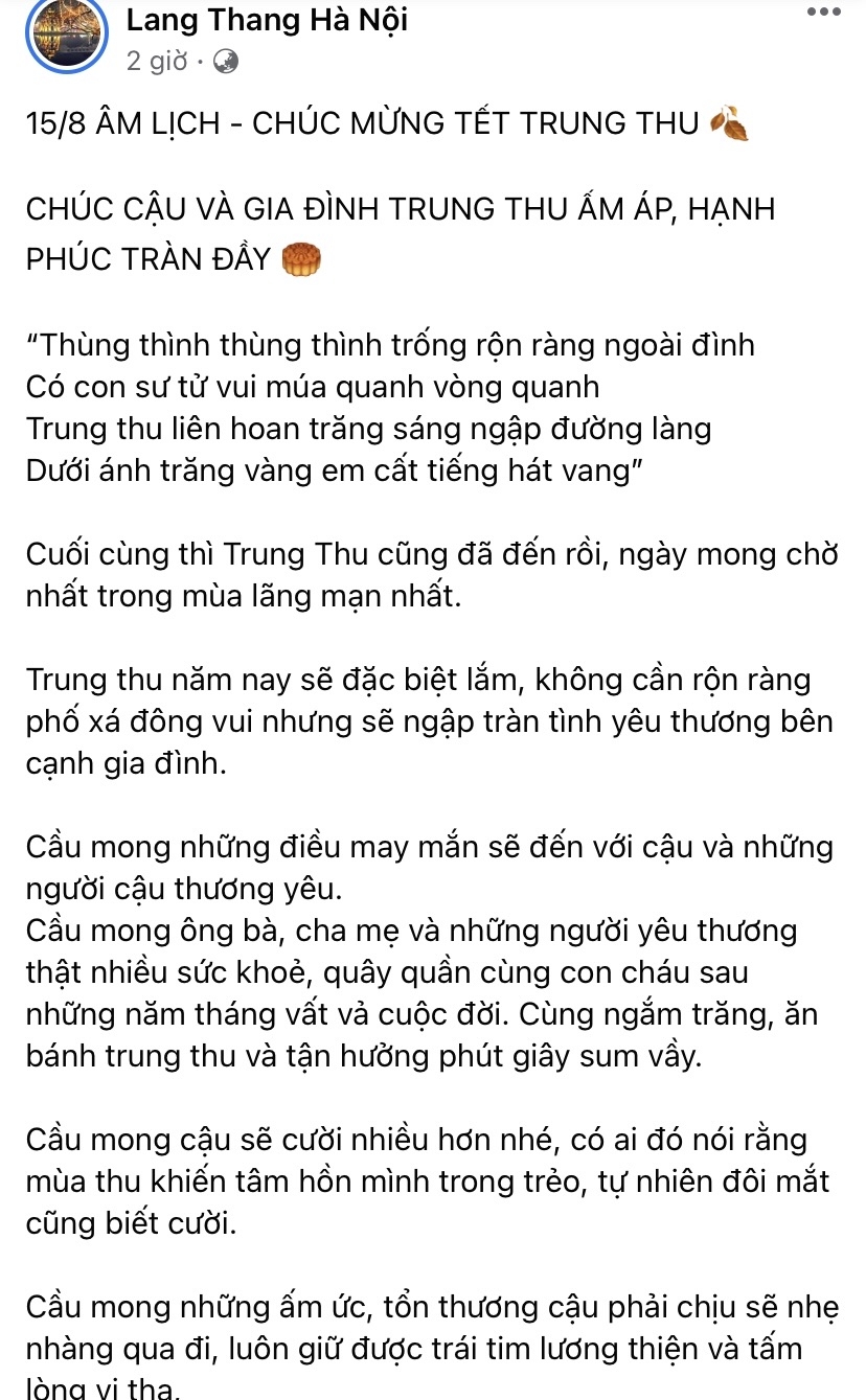 Cộng đồng mạng và những câu chuyện ý nghĩa trong ngày Tết Trung thu