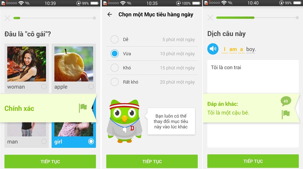 Ứng dụng học tiếng Anh Duolingo (Nguồn: thegioididong)