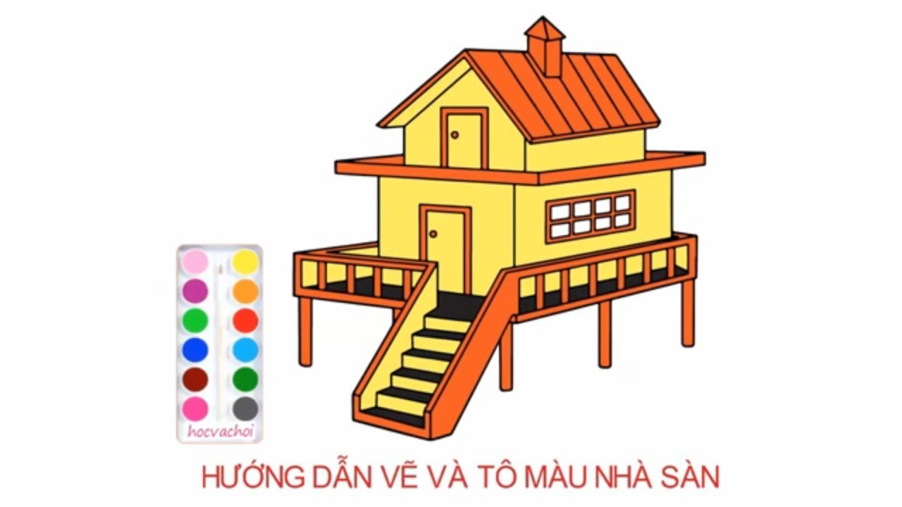 vẽ nhà sàn đơn giản