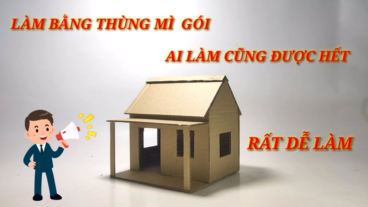 cách làm mái nhà bằng giấy