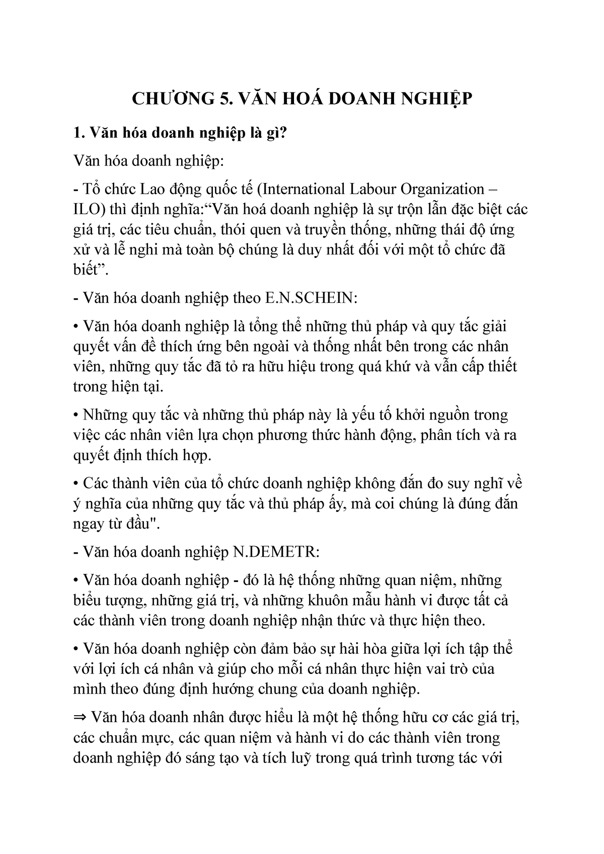 CHƯƠNG 5 Văn hóa doanh nghiệp - CHƯƠNG 5. VĂN HOÁ DOANH NGHIỆP 1. Văn hóa doanh nghiệp là gì? Văn - Studocu
