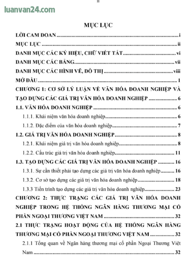 Ảnh mục lục Luận văn Tạo dựng các giá trị văn hóa doanh nghiệp.