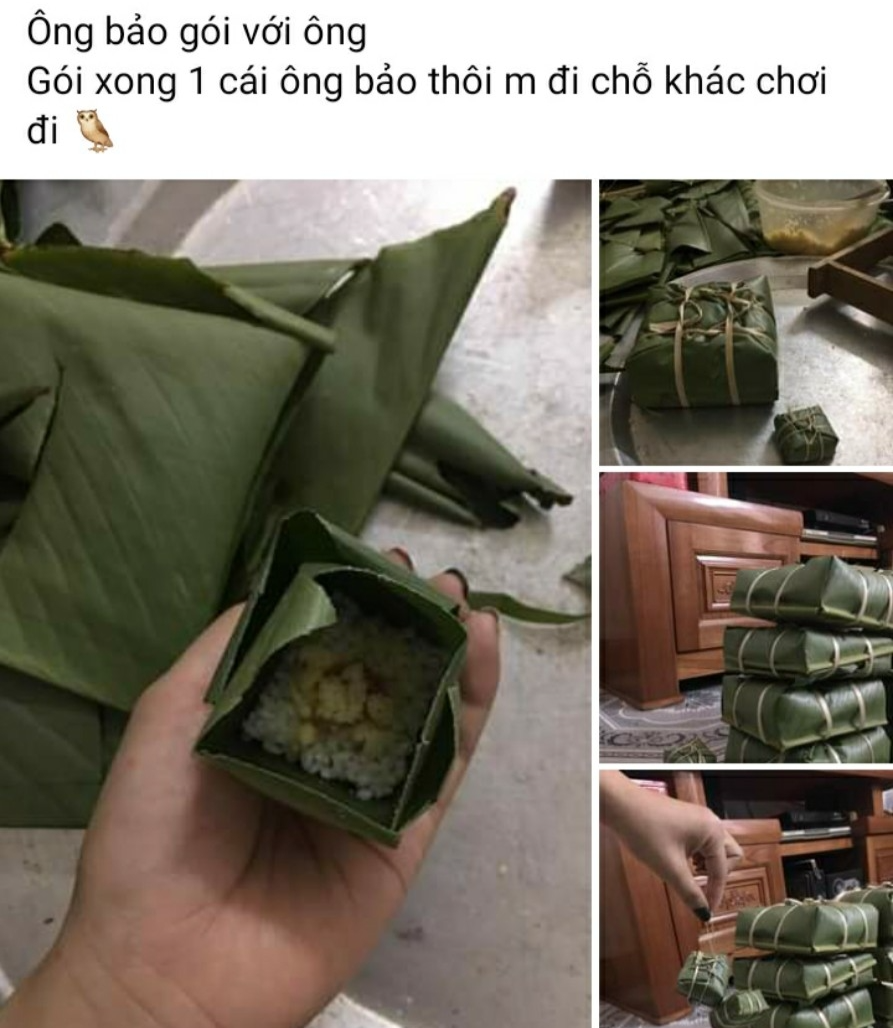 Dân mạng thi nhau khoe ảnh gói bánh chưng “bé xíu