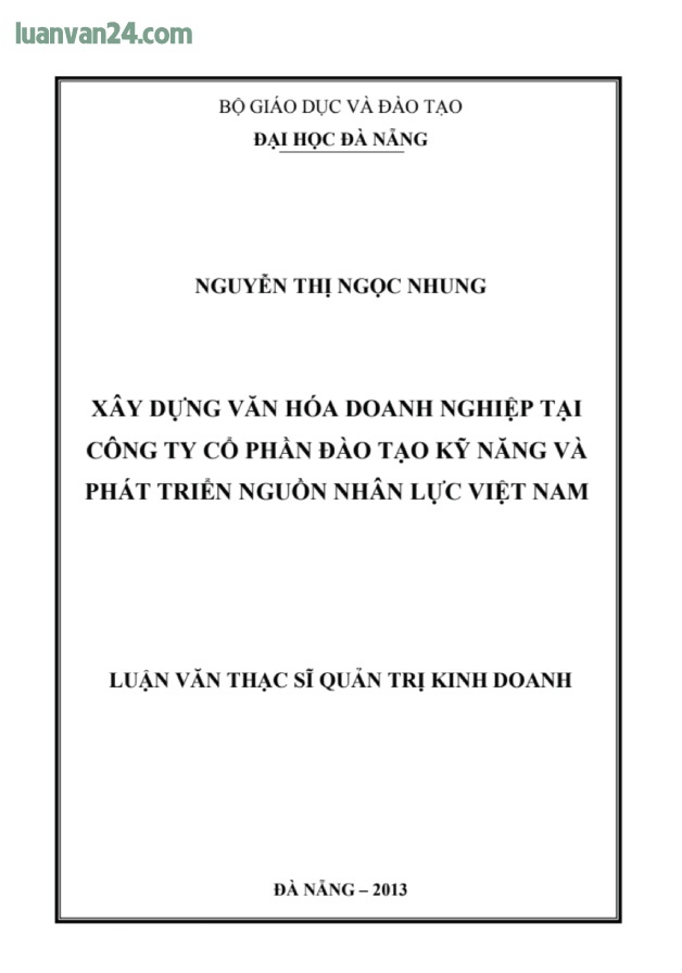 Ảnh bìa Luận văn Xây dựng văn hóa doanh nghiệp tại công ty.