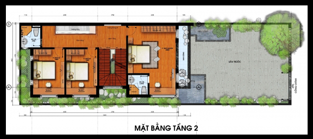 bản vẽ nhà phố 2 tầng 7x16m