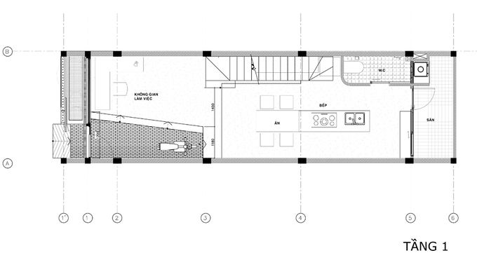 không gian nhà 2 tầng 44m2