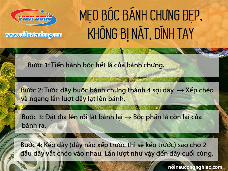 mẹo bóc bánh chưng đẹp, không bị nát