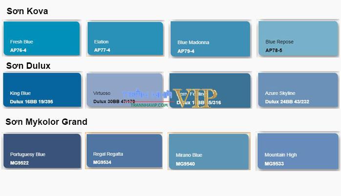 Bảng màu sơn nhà màu xanh lam  