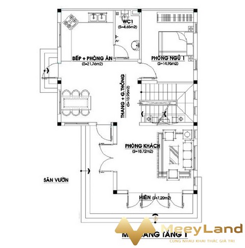 Ảnh 33: Bố trí công năng cho tầng 1 (Nguồn: Meeyland.com)