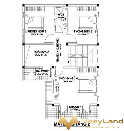 Ảnh 34: Bố trí công năng cho tầng 2 (Nguồn: Meeyland.com)