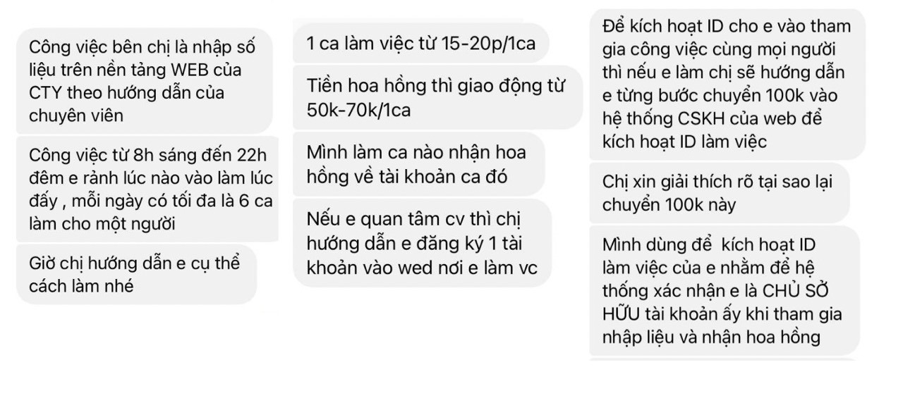 Điểm cuối của những lời quảng cáo việc nhẹ, lương cao là mất tiền. Ảnh: Nhân vật cung cấp