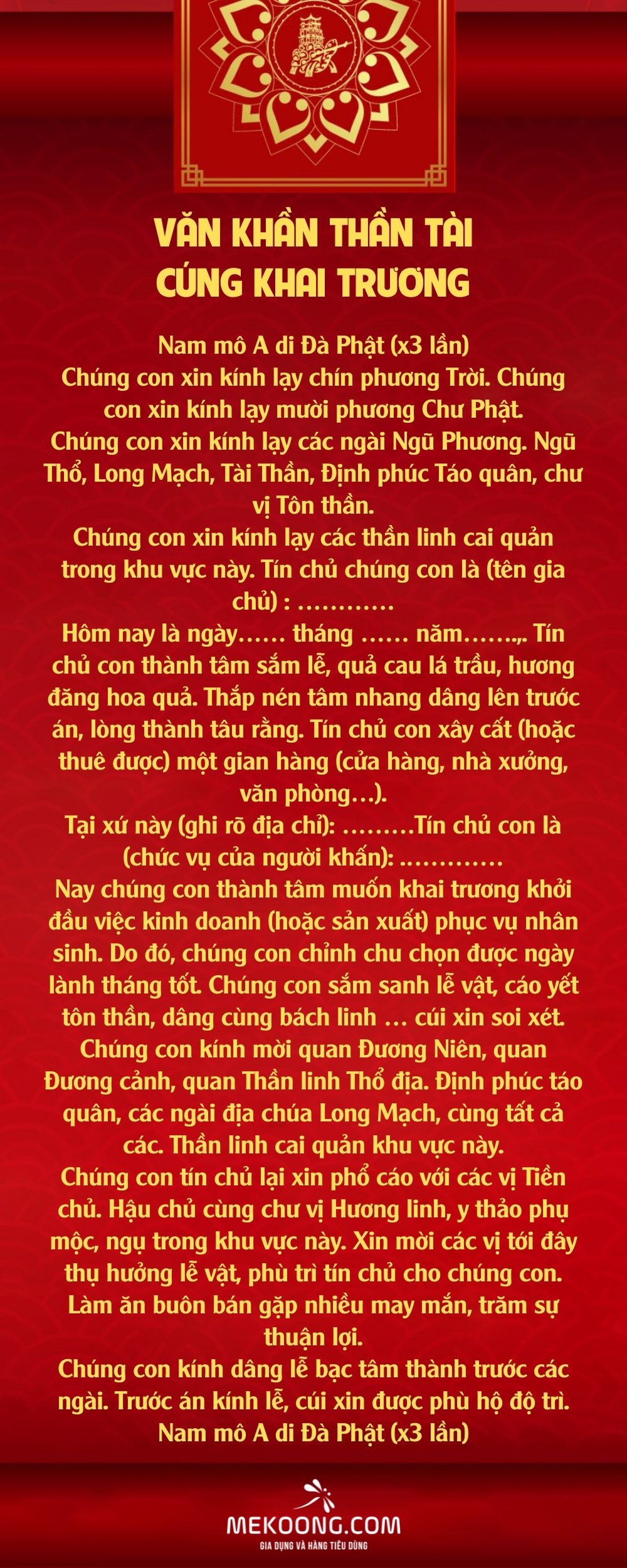 Bài văn khấn Thần Tài cúng khai trương