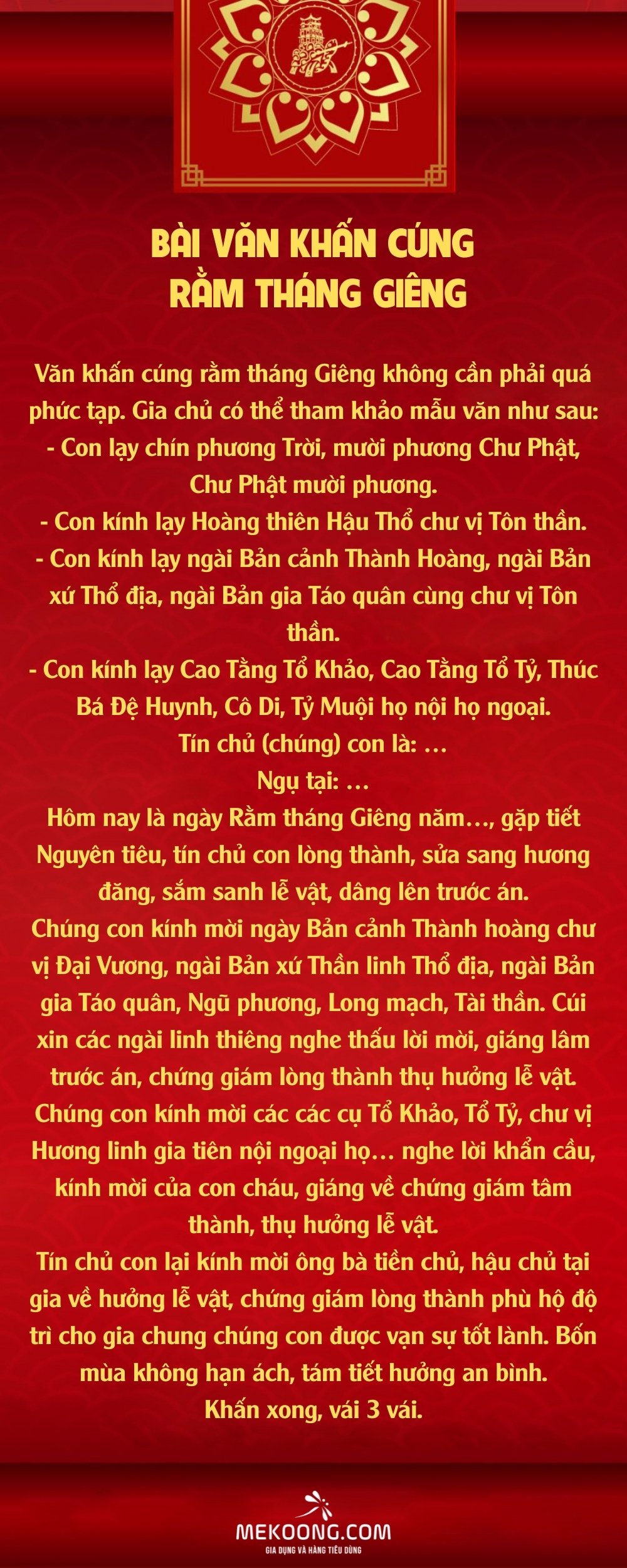 Bài văn khấn cúng Rằm tháng Giêng