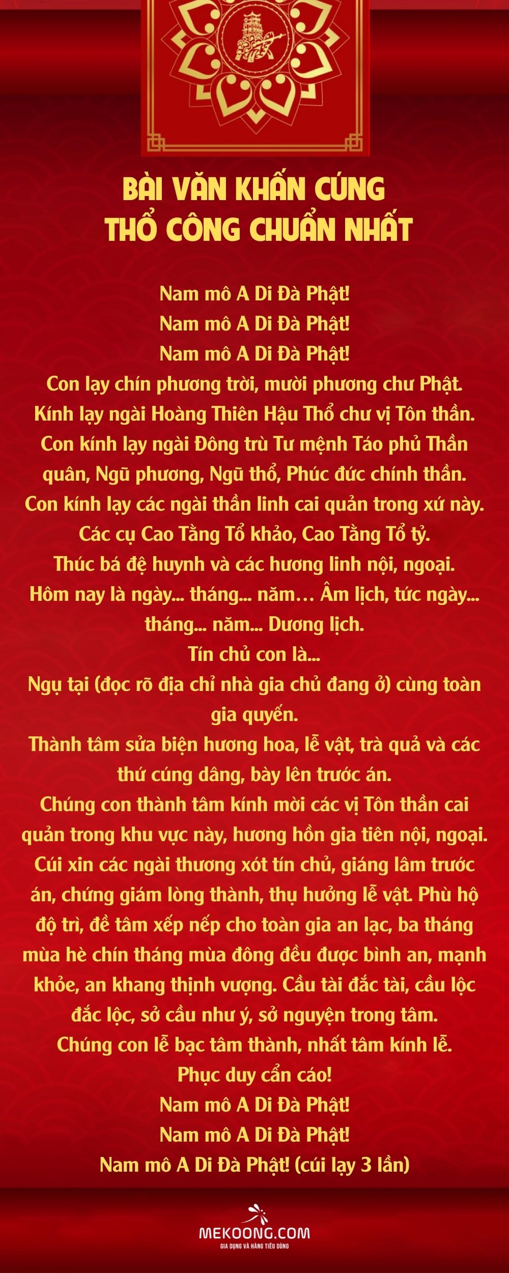 Bài văn khấn thổ công chuẩn nhất