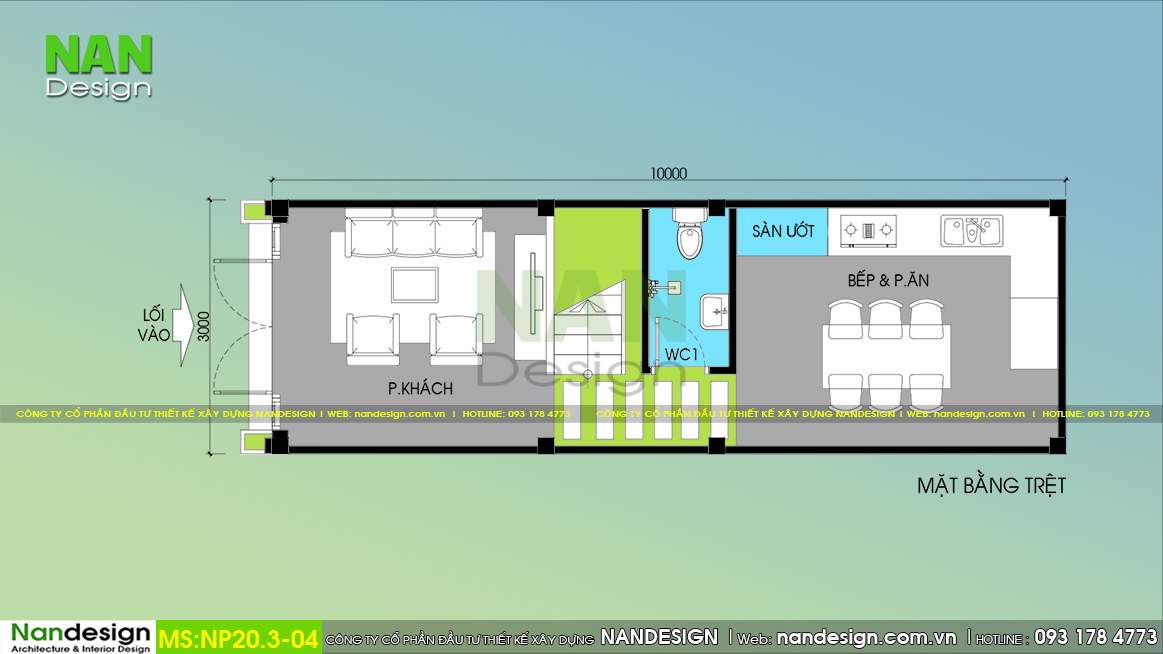 Bản Vẽ Mặt Bằng Trệt Mẫu Nhà Nhỏ 30m2