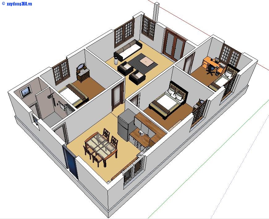 Thiết kế hình ảnh 3d nhà cấp 4 mới nhất