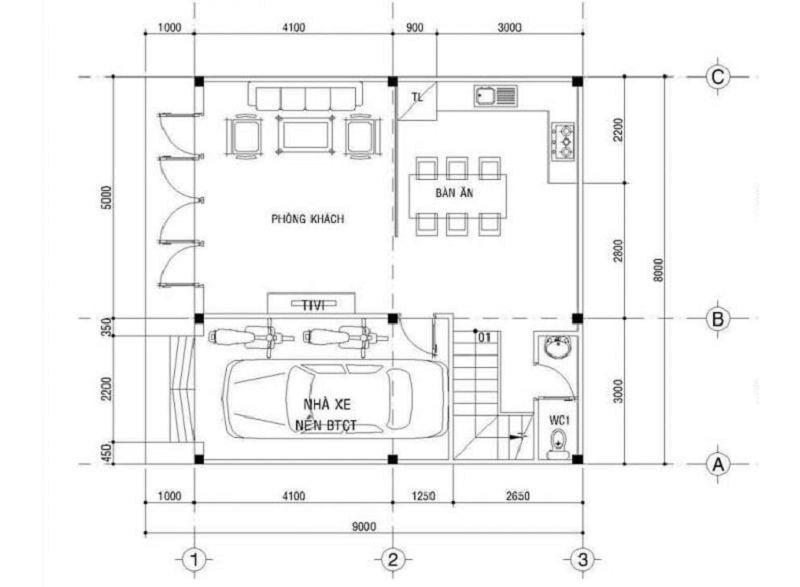 Ban Ve Thiet Ke Nha Vuong 8x9m 2 Tang 2 Mat Tien Co Gara Tang 1